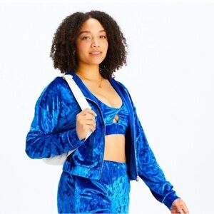 FABLETICS Crushed Velour Zip Up Hoodie Size M